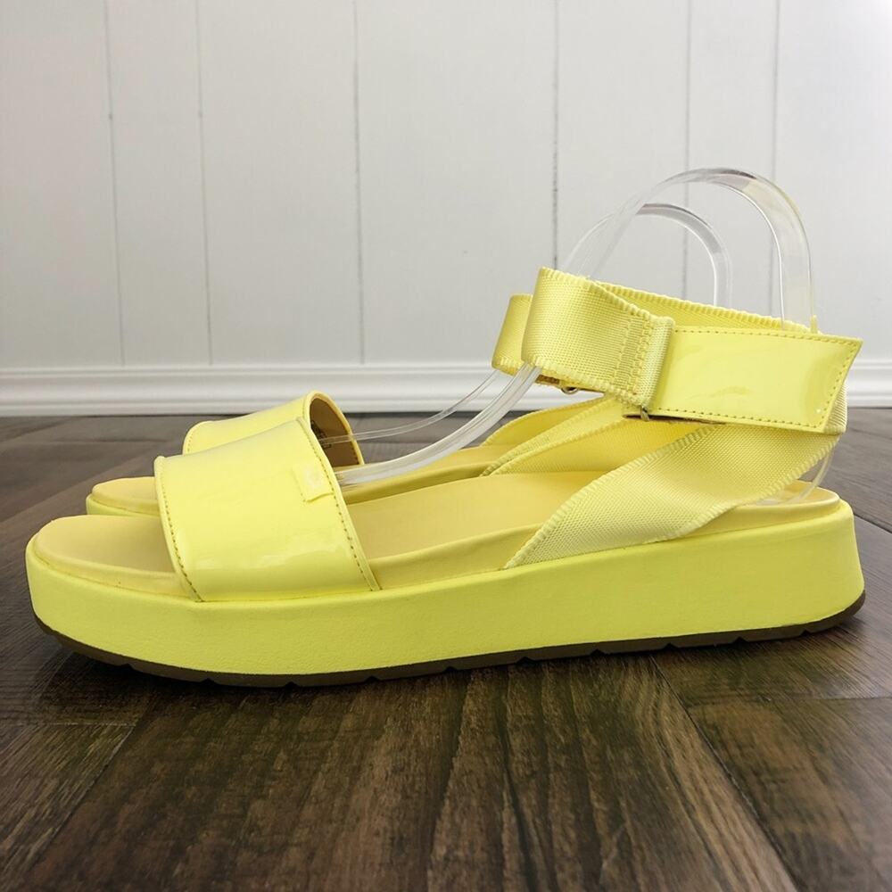 UGG Lennox Platform Sandal Square Toe Ankle Wrap Size 11 Yellow Retro Chunky